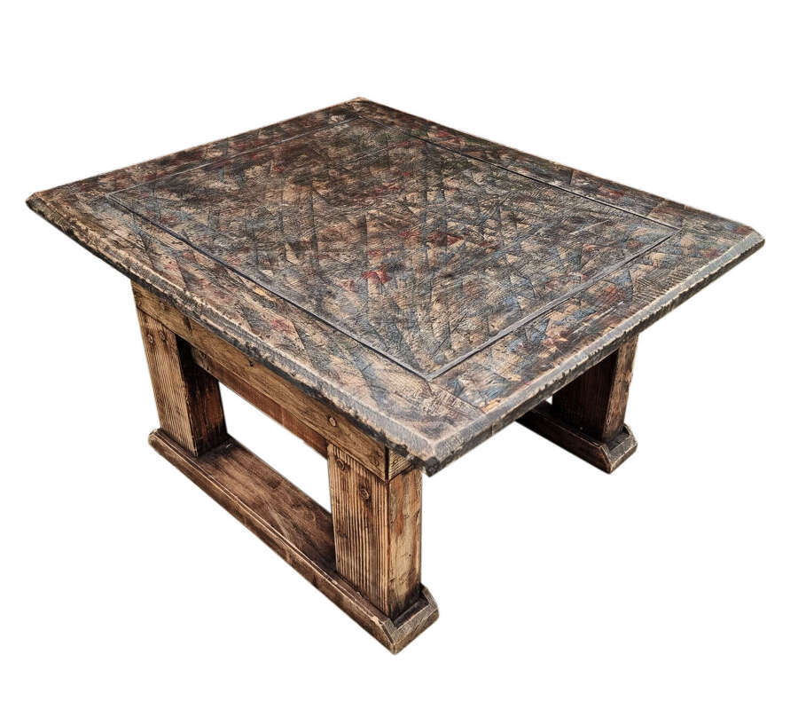Rustic oak and pitched pine coffee or low table circa 1910