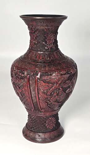 19th century Chinese cinnabar lacquer vase circa 1860