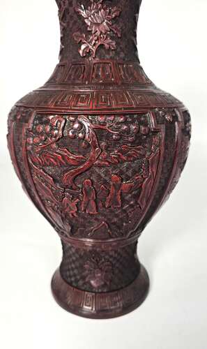 19th century Chinese cinnabar lacquer vase circa 1860
