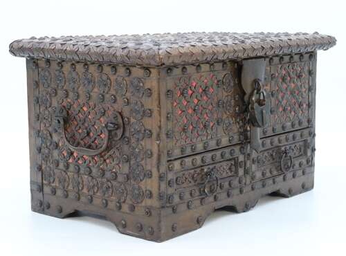 Zanzibar brass and copper mounted chest or strongbox circa 1900