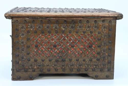 Zanzibar brass and copper mounted chest or strongbox circa 1900
