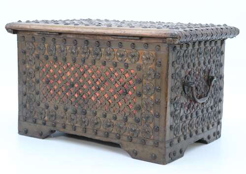 Zanzibar brass and copper mounted chest or strongbox circa 1900