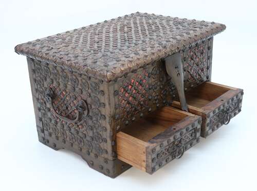 Zanzibar brass and copper mounted chest or strongbox circa 1900