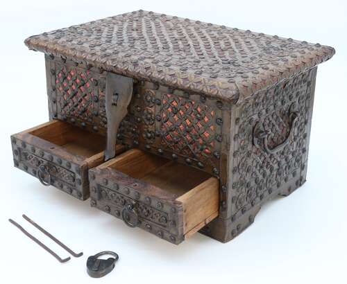 Zanzibar brass and copper mounted chest or strongbox circa 1900