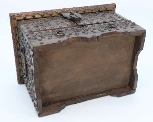 Zanzibar brass and copper mounted chest or strongbox circa 1900