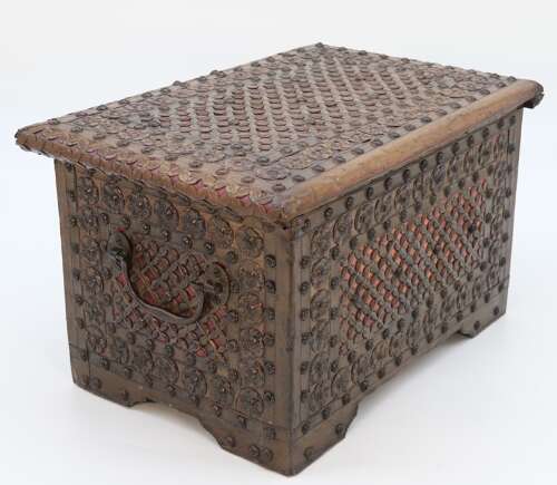 Zanzibar brass and copper mounted chest or strongbox circa 1900