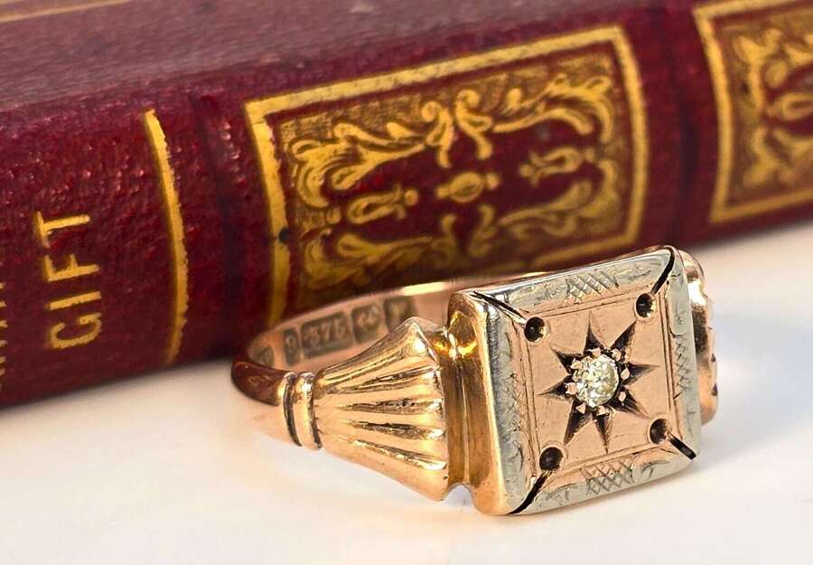 A rose gold and diamond signet ring, Birmingham. 1930-31