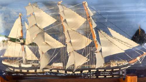 A large folk art diorama double ship in a bottle circa 1920