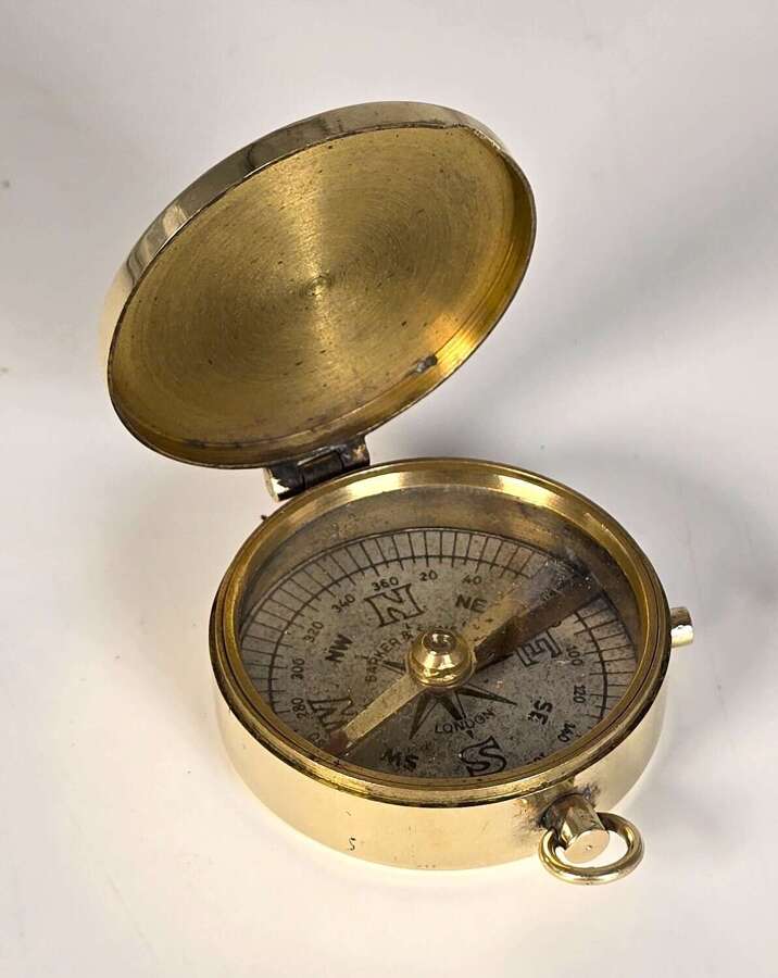 A fine brass pocket compass by Barker and Sons of London circa 1890