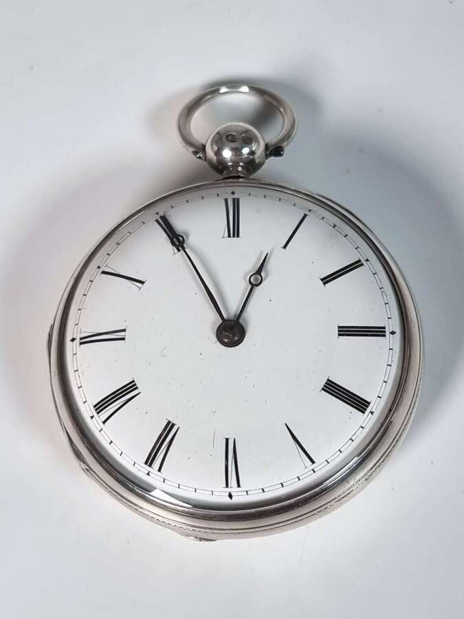 Antique early English silver pocket watch with Fusee movement dated 1842