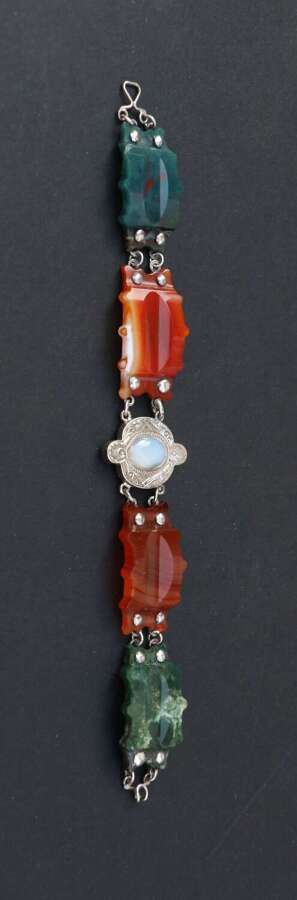 19th century Scottish agate and silver bracelet, circa 1880