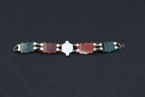 19th century Scottish agate and silver bracelet, circa 1880