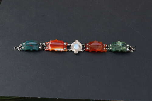 19th century Scottish agate and silver bracelet, circa 1880