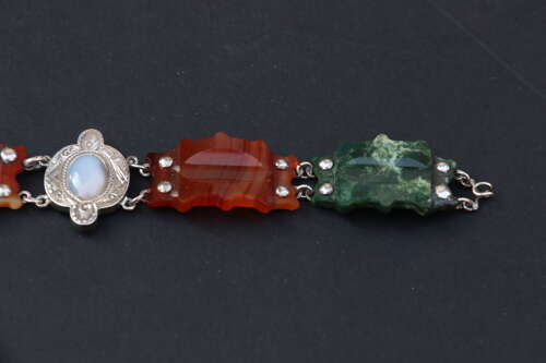 19th century Scottish agate and silver bracelet, circa 1880