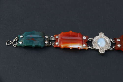 19th century Scottish agate and silver bracelet, circa 1880