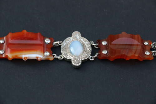 19th century Scottish agate and silver bracelet, circa 1880