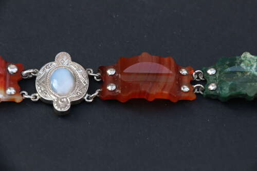 19th century Scottish agate and silver bracelet, circa 1880