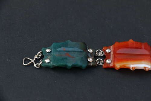 19th century Scottish agate and silver bracelet, circa 1880