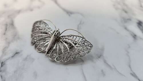 Antique/vintage silver filigree butterfly brooch, circa 1930