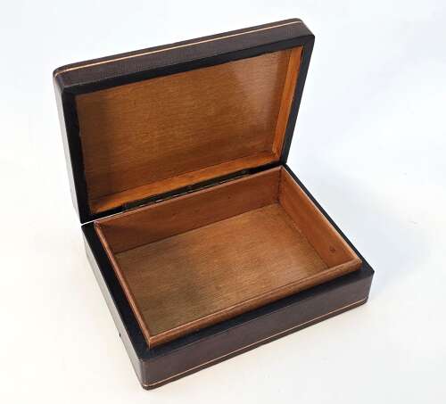 Italian Pietra Dura or Florentine Mosaic leather covered box circa 1930