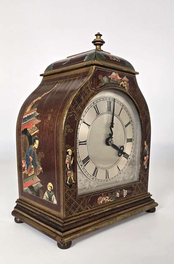 A rare small Chinese style chinoiserie lacquered bracket/mantel clock circa 1920 - 30