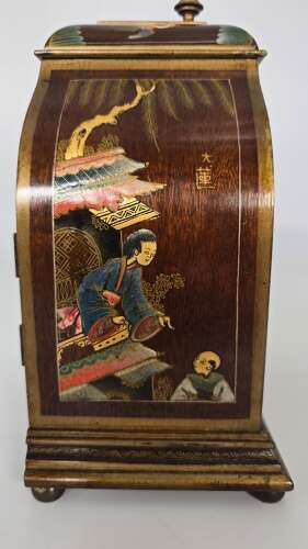 A rare small Chinese style chinoiserie lacquered bracket/mantel clock circa 1920 - 30