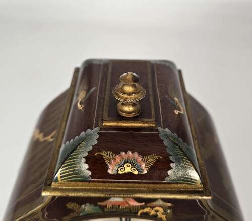 A rare small Chinese style chinoiserie lacquered bracket/mantel clock circa 1920 - 30