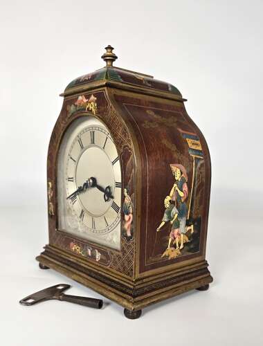 A rare small Chinese style chinoiserie lacquered bracket/mantel clock circa 1920 - 30