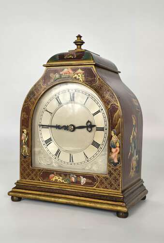 A rare small Chinese style chinoiserie lacquered bracket/mantel clock circa 1920 - 30