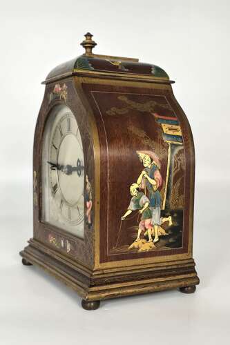 A rare small Chinese style chinoiserie lacquered bracket/mantel clock circa 1920 - 30