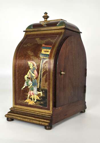 A rare small Chinese style chinoiserie lacquered bracket/mantel clock circa 1920 - 30