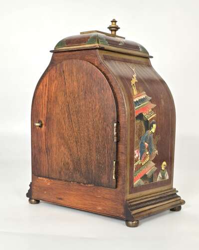 A rare small Chinese style chinoiserie lacquered bracket/mantel clock circa 1920 - 30