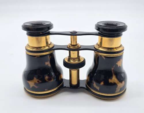 A pair of opera glasses with original case, English circa 1900