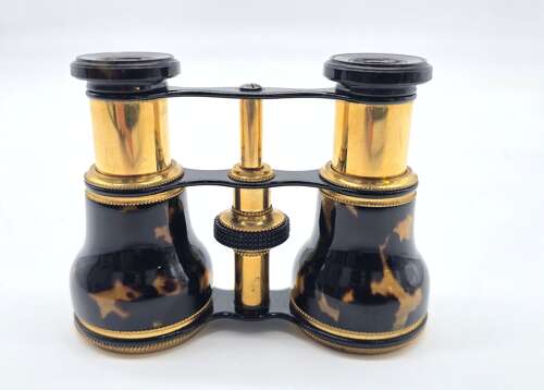 A pair of opera glasses with original case, English circa 1900