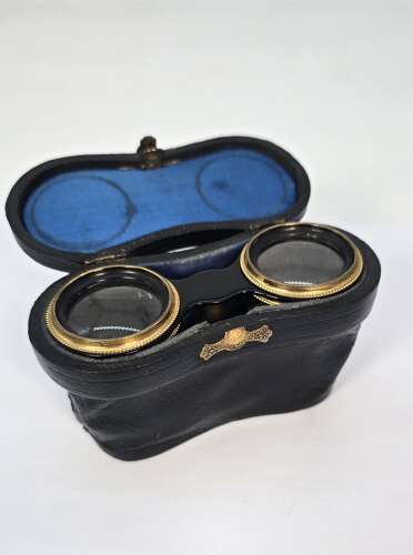 A pair of opera glasses with original case, English circa 1900