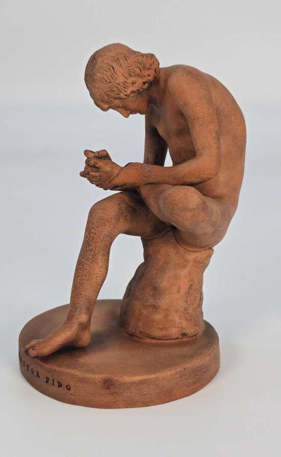 19th century terracotta sculpture of Spinario, boy with a thorn circa 1890