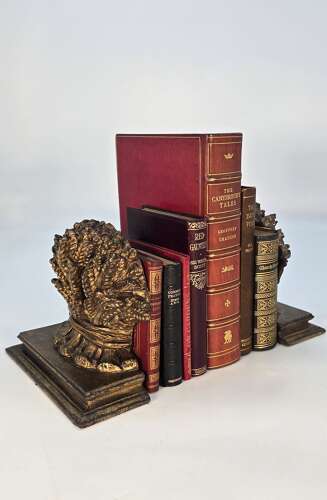 A pair of wheat sheaf bookends circa 1820