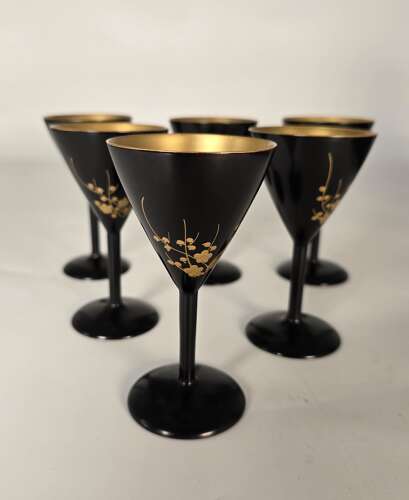 A rare Japanese hand painted lacquer cocktail set, circa1920