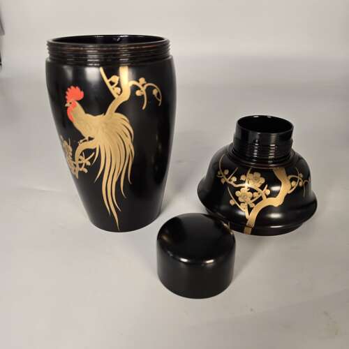 A rare Japanese hand painted lacquer cocktail set, circa1920