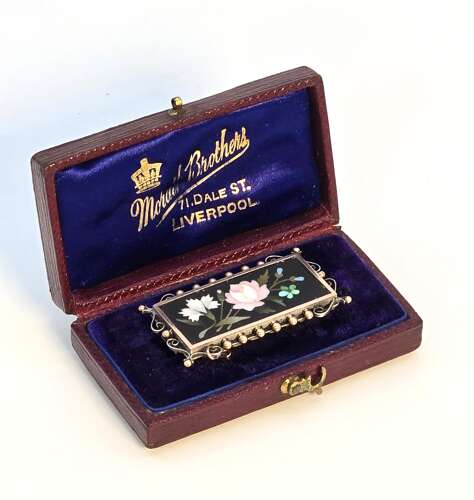 A 19th century Pietra dura brooch, circa 1860