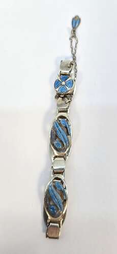 English silver and blue enamel Arts and Crafts bracelet 1912