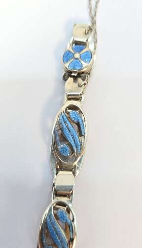 English silver and blue enamel Arts and Crafts bracelet 1912