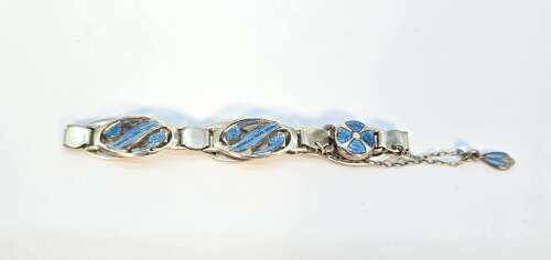 English silver and blue enamel Arts and Crafts bracelet 1912