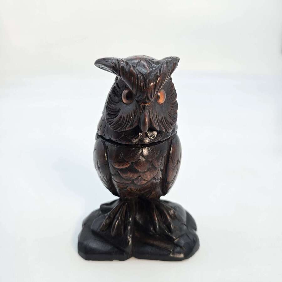 A rare Swiss/Black Forest owl match holder circa 1900