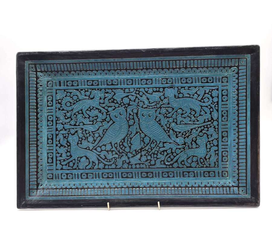 Chinese Blue Cinnabar Lacquer Tray Circa 1920 (Rare Find)