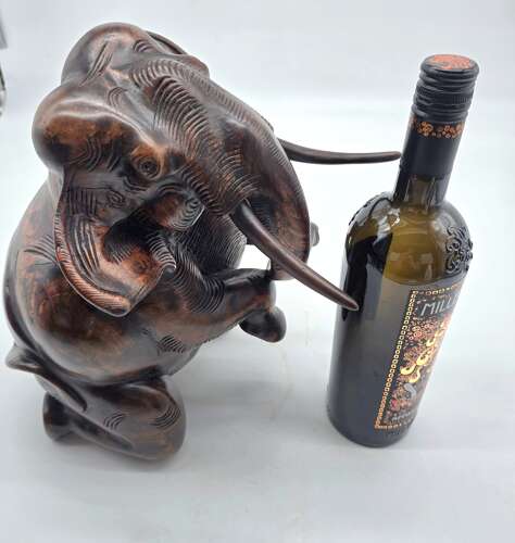 Antique Raj Period hand carved Indian elephant sculpture (Circa 1890)