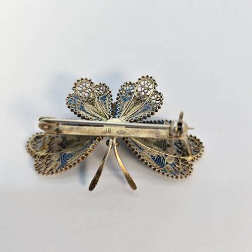 Antique Silver gilt and enamel butterfly brooch, c. 1930