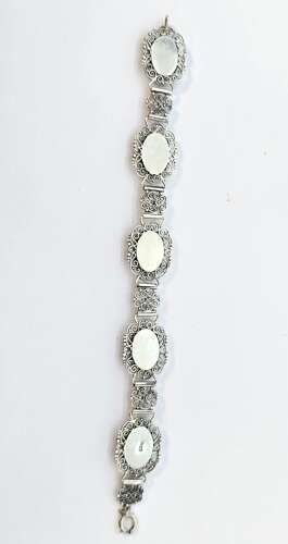 A rare Italian silver filigree and micro mosaic bracelet C1920