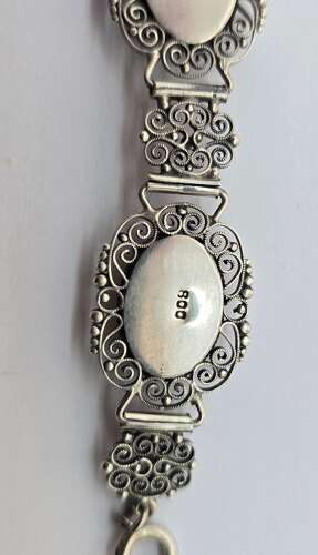 A rare Italian silver filigree and micro mosaic bracelet C1920