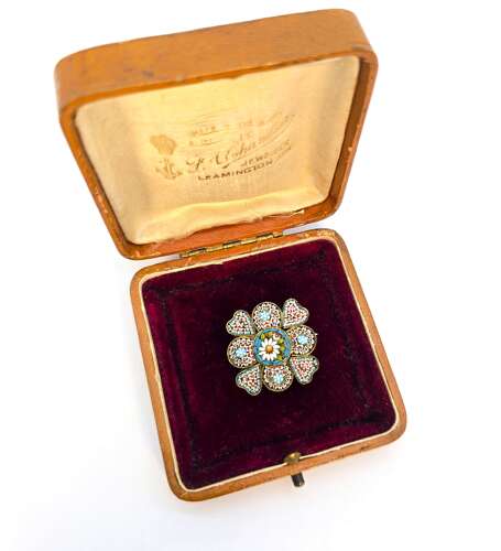 Exceptionally fine 19th century Italian micro mosaic brooch, c.1880